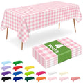 Disposable Pink Gingham Tablecloth 54 x 108 Inches - 4 Pack for Rectangular Tables