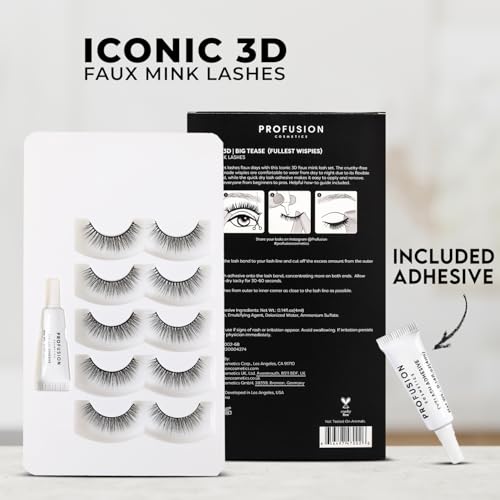 False Eyelash Set Big Tease - 5 Pairs Natural to Dramatic Styles with Adhesive