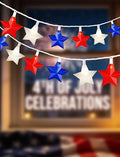 Patriotic Star String Lights - 20 LED Red White Blue Holiday Decor - Variation of Star Lights