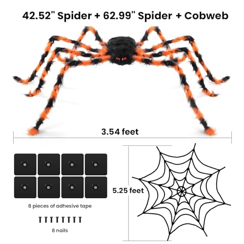 Giant 5.7ft Halloween Spider Web Decor with 58 LED Lights & 8 Modes