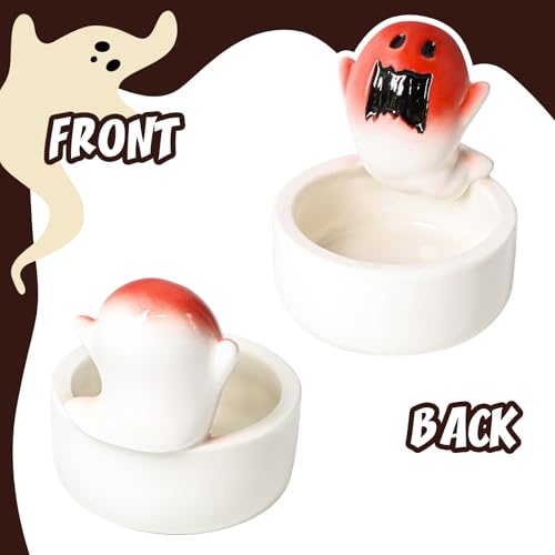 Halloween Ghost Ceramic Candle Holder - Style 2, Scary Cute Tealight Decor