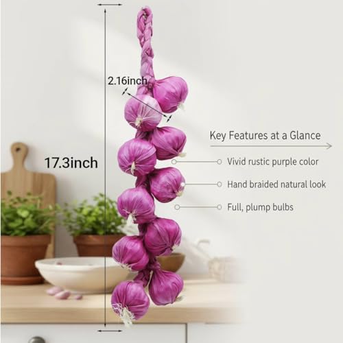 Artificial Garlic String - Purple 2 Pack Farmhouse Kitchen Decor & Photo Props