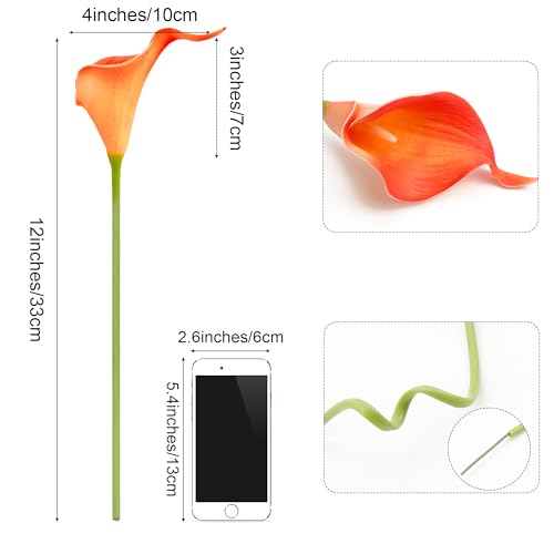 Artificial Calla Lily Flowers - Coral, 24 Pcs, 13.5 Inches for Wedding & Home Decor