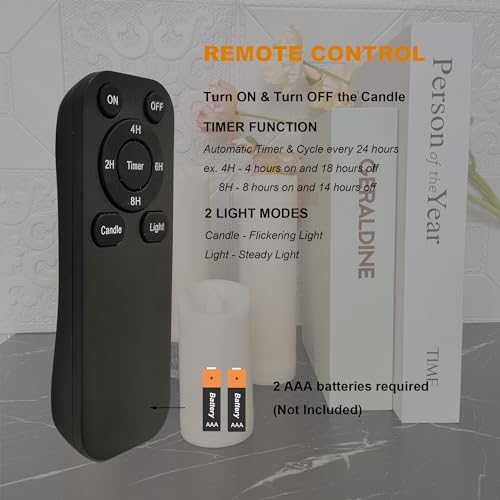 4 Pack Flameless LED Pillar Candles with Remote Control - Waterproof 2x7 Inches