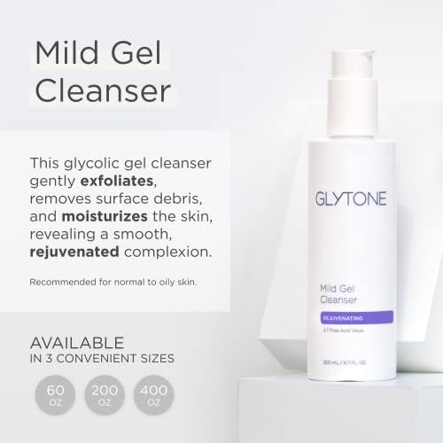 Glytone Mild Gel Cleanser - Exfoliating Face Wash with 4.7% Glycolic Acid - Vegan & Fragrance-Free - 6.7 fl. oz.