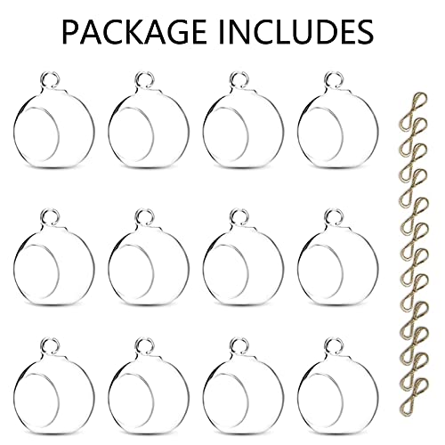 12-Pack Hanging Glass Tea Light Candle Holders with Jute Twine - 2.36 Inch Diameter Globe Ornaments for Weddings Christmas Halloween Parties