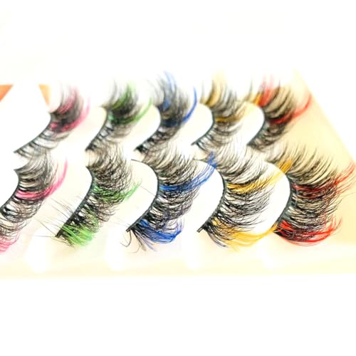 Ombre Colored Fluffy Wispy False Eyelashes with Silk Protein - Mixed-AG02