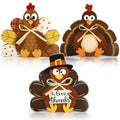 Large Brown Wooden Thanksgiving Turkey Centerpiece Set - Rustic Fall Decor for Home & Tabletop
