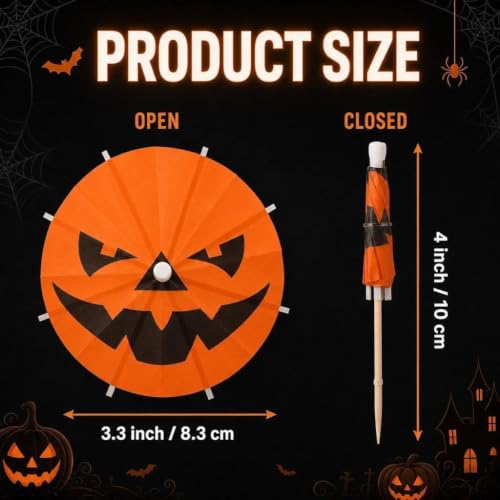 Halloween Pumpkin Cocktail Picks 100 Pcs - Festive Party Drink Decorations
