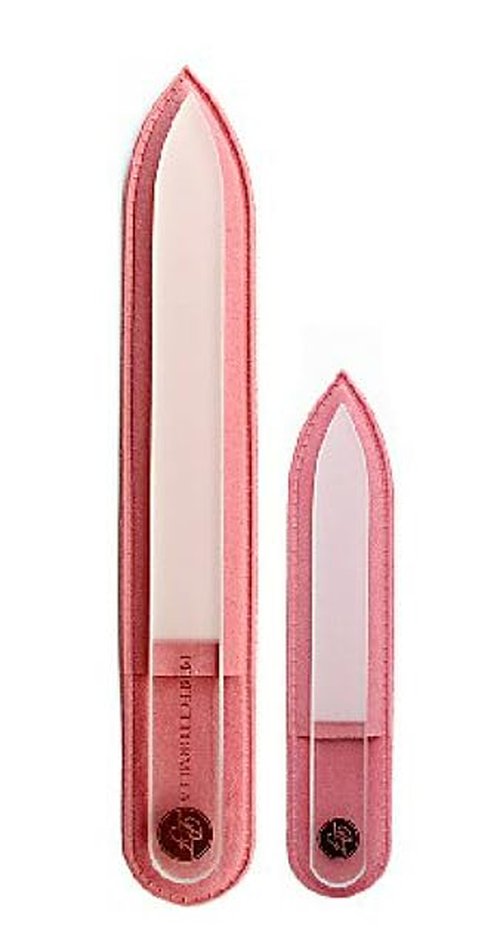 Perfect Formula Glass Nail File (Set of 2) - Crystal Nail Files with Case, Professional Czech Glass Nail File