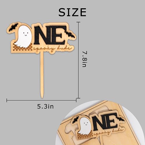 Black Spooky Ghost Cake Topper for First Birthday Halloween Decorations - Handcrafted Wood