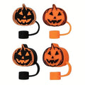 Stanley Cup Reusable Silicone Pumpkin Straw Covers - Design 1 for Fall & Halloween