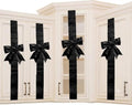 Black Holiday Ribbon & Bow Set for Cabinets - 4 Pcs Festive Wreath Decorations
