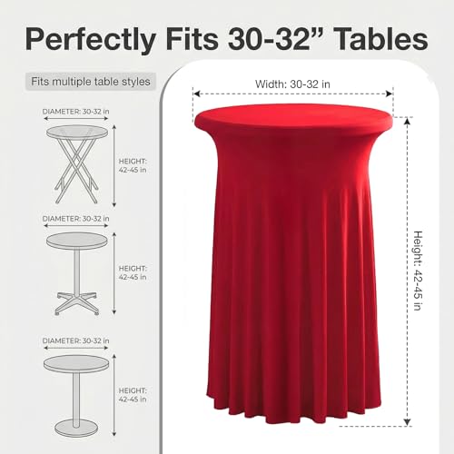 32x43 Red Cocktail Table Cover 2-Pack Ruffle Skirt Spandex Fit for High-Top Tables