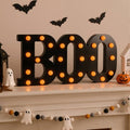 Indoor Halloween Wooden Boo Sign - 13 Inch Light Up Letters Decor