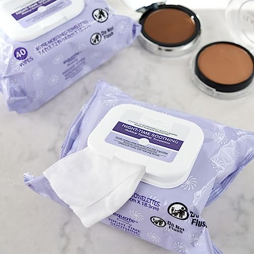 Pre-Moistened Night-Time Makeup Remover Wipes - Gentle, Hypoallergenic, 80 Count