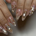 Medium Almond Glitter Press On Nails with Gold Moon Butterfly Design - 30Pcs - Variations of THIS listing