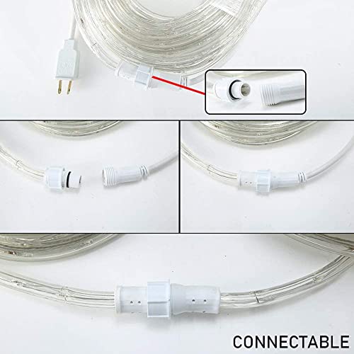 50ft Waterproof Rope Lights - Warm White Connectable LED Outdoor Decor