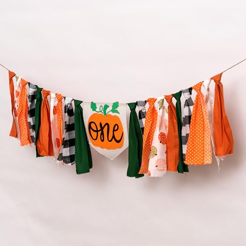 Fall Pumpkin First Birthday Highchair Banner - Orange Pumpkin Variation