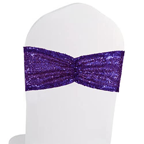 Purple Sequin Chair Sashes - Pack of 30 Wedding & Party Bow Ties - Eternal Beauty