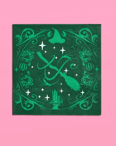 Pink and Green Witch Paper Napkins 5x5 Inch 24 Pack - Magical Party Decor