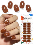 Gel Nail Strips No UV Caramel Glitter Long Lasting Nail Wraps - 22 Sheets
