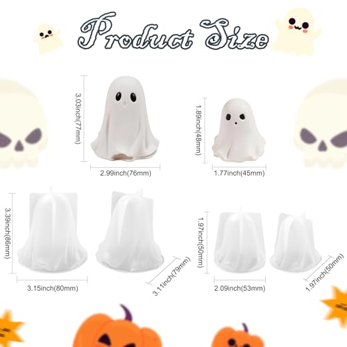 Halloween Ghost Candle Silicone Mold 2-Pack - Ghost Shaped Wax Soap Resin Crafts, Holiday Ghost Molds