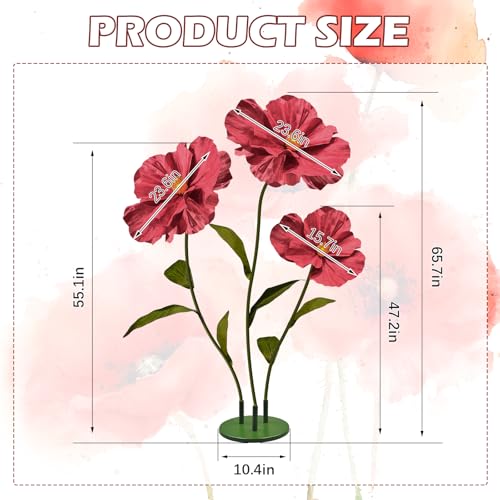 Large Red Poppy Flower Decoration - 5.5ft Outdoor Halloween Decor