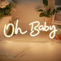 Warm White Oh Baby Neon Sign for Baby Shower & Gender Reveal Backdrop - 16.5x6.9 Inches Dimmable LED Light