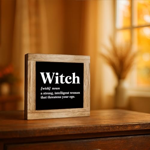 Halloween Witch Definition Wooden Sign - Farmhouse Fall Decor, 5.9x5.9 Inches - Halloween 11 Variation