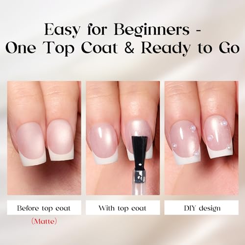 Beetles French Tip Press On Nails - A-Blush M-04 Medium Almond 160Pcs
