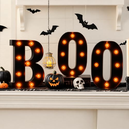 Halloween Decorations Indoor – “Boo” LED Marquee Light Up Letters