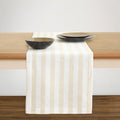 Solino Home 100% Linen Table Runner - Natural & White Striped, 14x120 Inches - Handcrafted European Flax