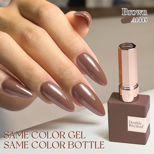 Gray Brown Double Rhythm 15ML Gel Nail Polish - Same Color, Soak Off, Long-Lasting, Salons & DIY
