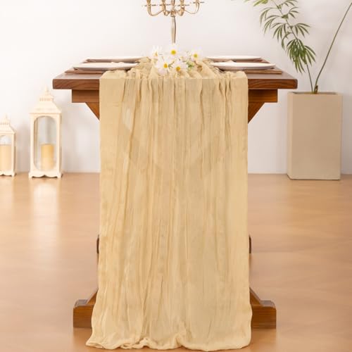 Sand Cheesecloth Table Runner 10ft for Wedding Party Birthday Home Decor - 10 Pieces