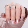 BTArtbox Short Almond Cat Eye Press On Nails - Falling Star Variation, 32 Pcs