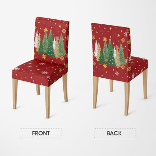 Christmas Red Xmas Tree Pine Tree Stars Chair Covers 4PCS - Holiday Home Decor