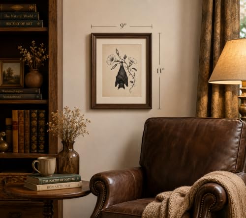 Vintage Halloween Bat Sketch Canvas Wall Art - Upside Down Bat 24x16 Inches