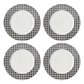 Gingham Black Halloween Dinner Plate Set for 4 - Porcelain Tableware