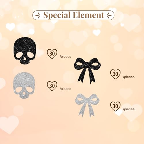Black Bow Skull Confetti - Gothic Birthday & Party Table Scatter - 120pcs