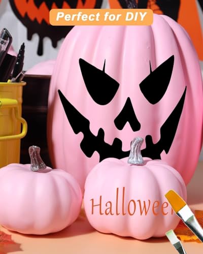 Pink Plastic Pumpkins Set of 12 - Assorted Fall Decor, Rustic & Reusable