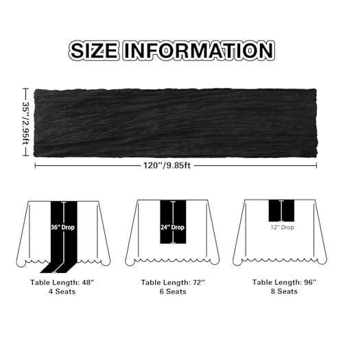 Black Cheesecloth Table Runner 120 Inch Halloween & Fall Decor - 1 Pack