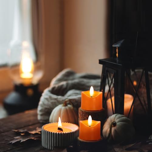 24 Pack Orange Flameless LED Tea Lights Candles - Battery Operated, Long-Lasting, Safe for Decorations