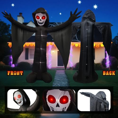 10FT Inflatable Ghost with LED Lights Halloween Yard Decoration - Grim Reaper Variant
