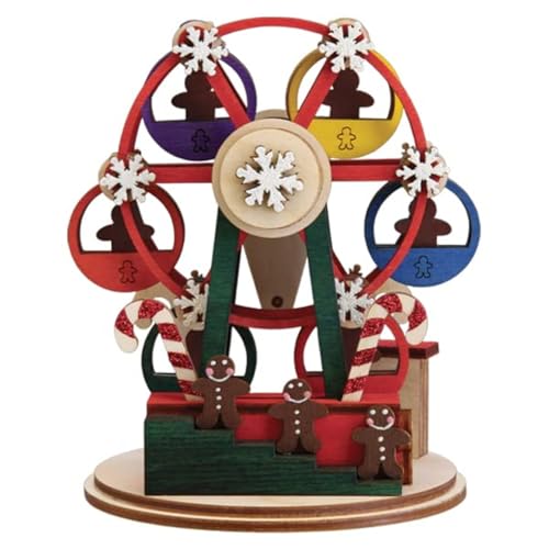 Christmas Wooden Gingerbread Man Ferris Wheel Ornament - Handcrafted Holiday Decor