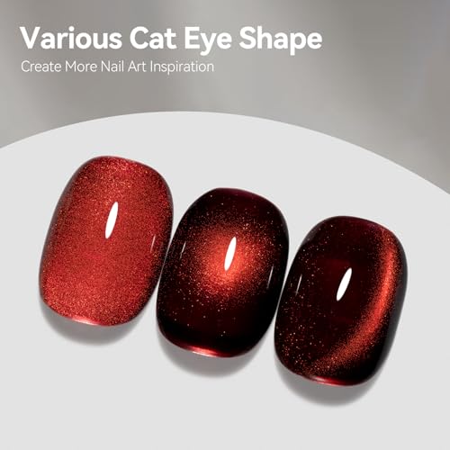 Magnetic Cat Eye Gel Nail Polish - Cherry Bomb, 15 ML, Unique Rainbow Effect