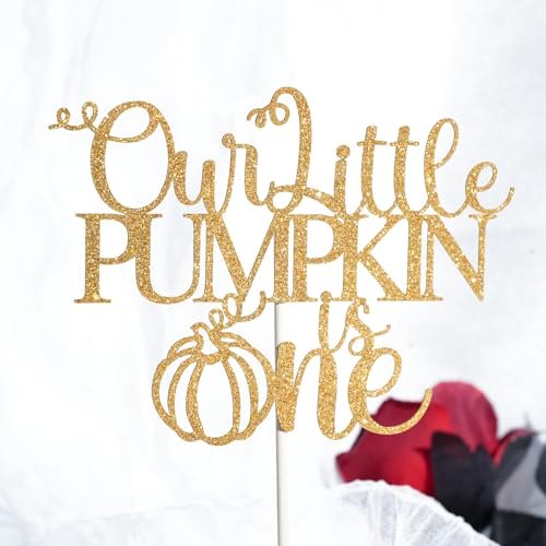 First Birthday Cake Topper Gold Glitter Pumpkin 1st Birthday Party Decor