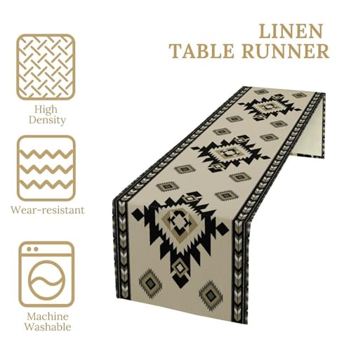 Aztec Table Runner Black-aztec 13x108in Ethnic Tribal Decor for Indoor Outdoor Dining