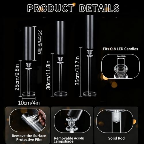 6-Piece Clear Acrylic Candle Holder Set for Weddings & Events - Variation of Clear / 6