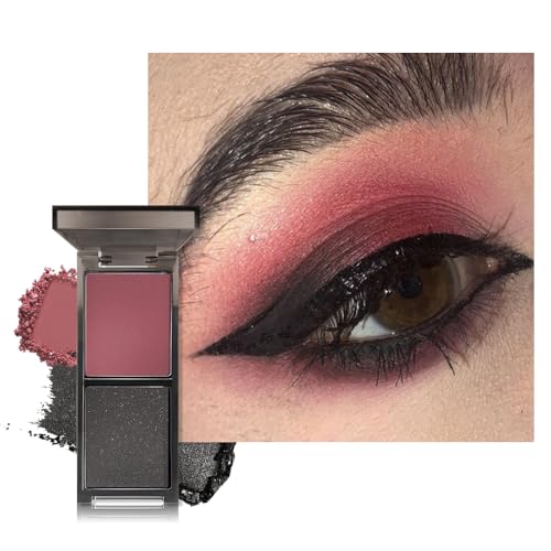 Color Shimmer Black Matte Red Eyeshadow Palette - 04# Red+Black, Long-Lasting & Highly Pigmented, Vegan & Cruelty-Free